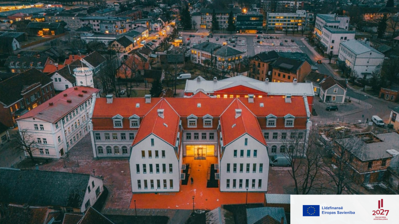 Kuldīgas pilsētvides ainava no putna lidojuma