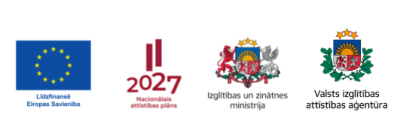 Līdzfinansē Eiropas Savienība, Nacionālais attīstības plāns, Izglītības un zinātnes ministrijas, Valsts izglītības attīstības aģentūras logo