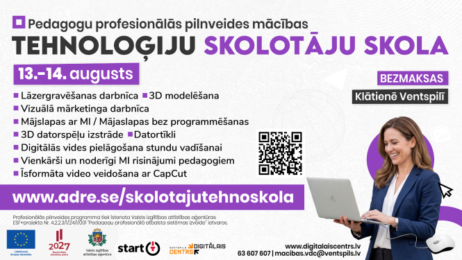 Tehnoloģiju skolotāju skola informatīvais plakāts
