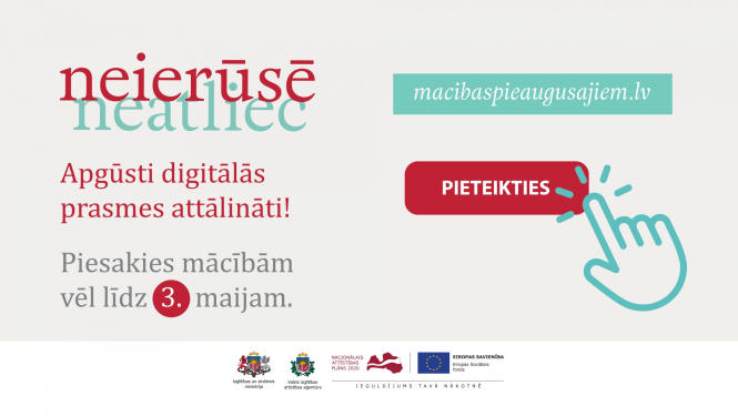 Mācības pieaugušajiem 9. kārta pagarināta līdz 3. maijam