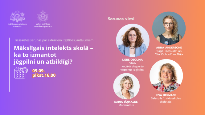 Tiešsaistes saruna VIAA IZM Mākslīgais intelekts skolā