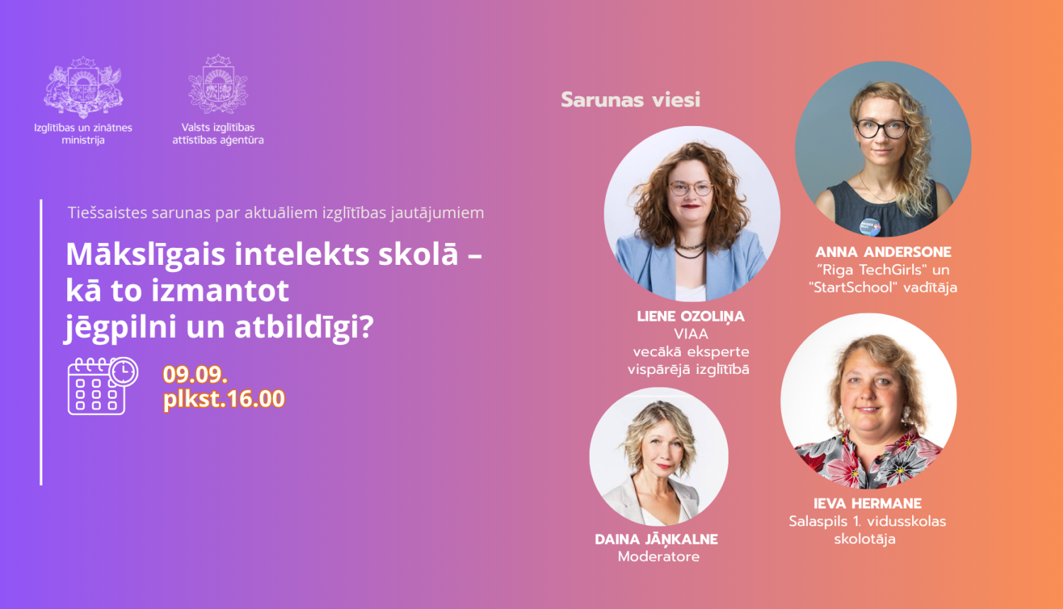 Tiešsaistes saruna VIAA IZM Mākslīgais intelekts skolā