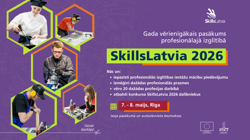 SkillsLatvia 2026 centrālais plakāts