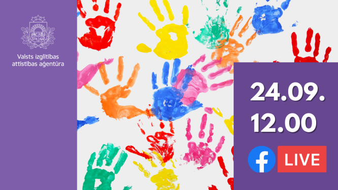 Krāsaini plaukstu nospiedumi, Valsts izglītības attīstības aģentūras logo, 24.09.12.00 FB live