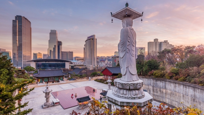 skats uz Dienvidkorejas pilsētu Seoul City