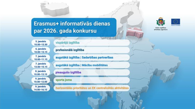 Erasmus informatīvo semināru grafiks 2026. gads