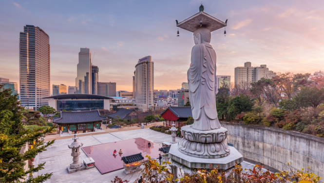 skats uz Dienvidkorejas pilsētu Seoul City