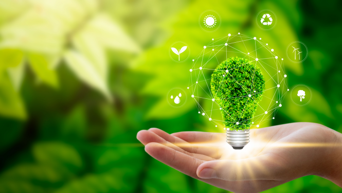 atverta plauksta tur zaļu lapmpiņu ar lapiņām