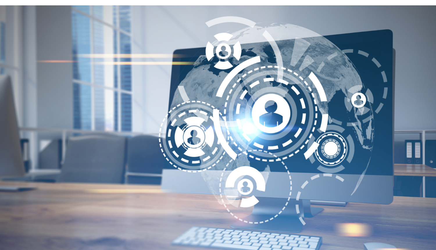 Datora monitors, baltas ikonas ārpus monitora