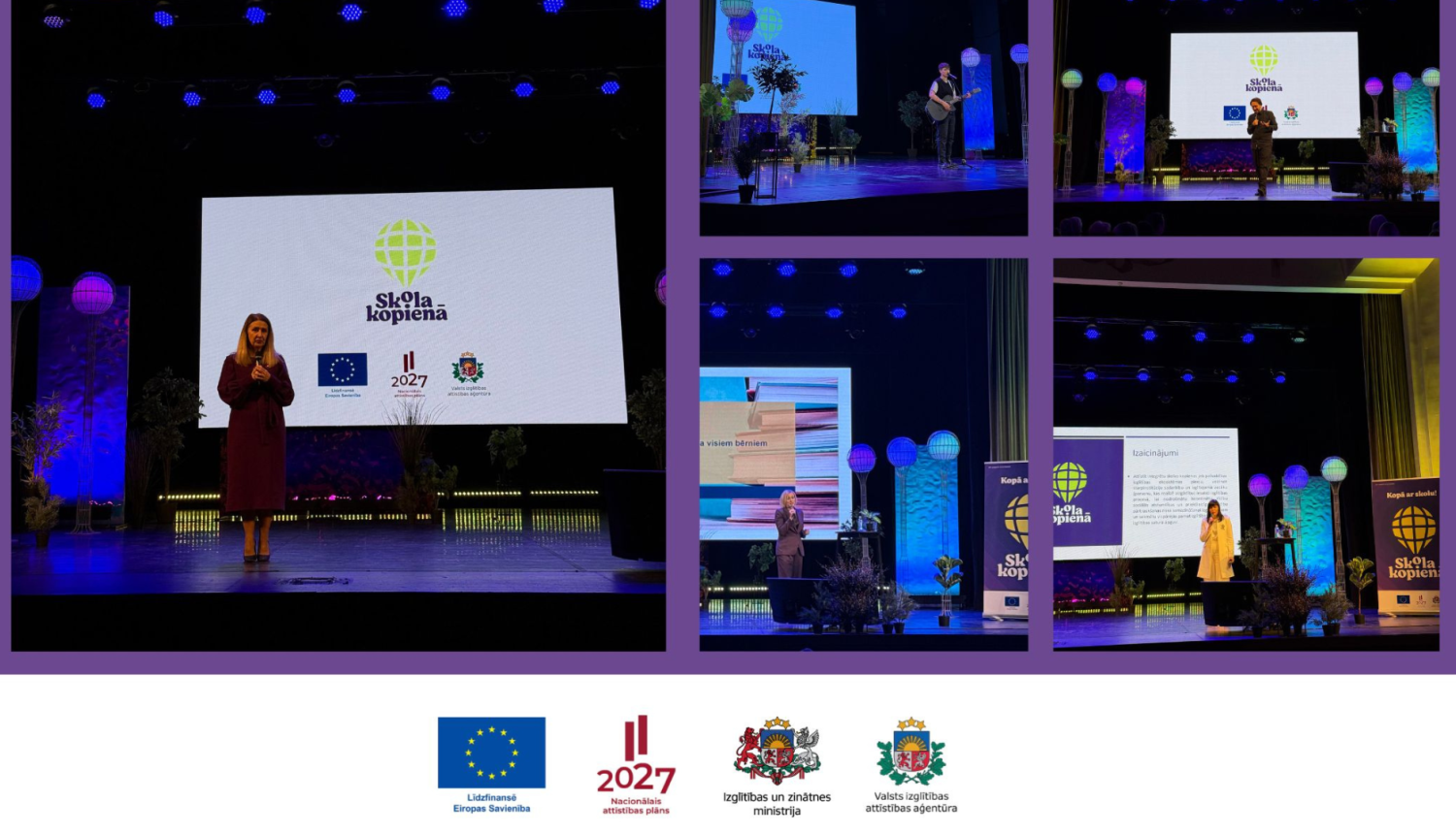 Semināra foto kolāža ar logo rindu