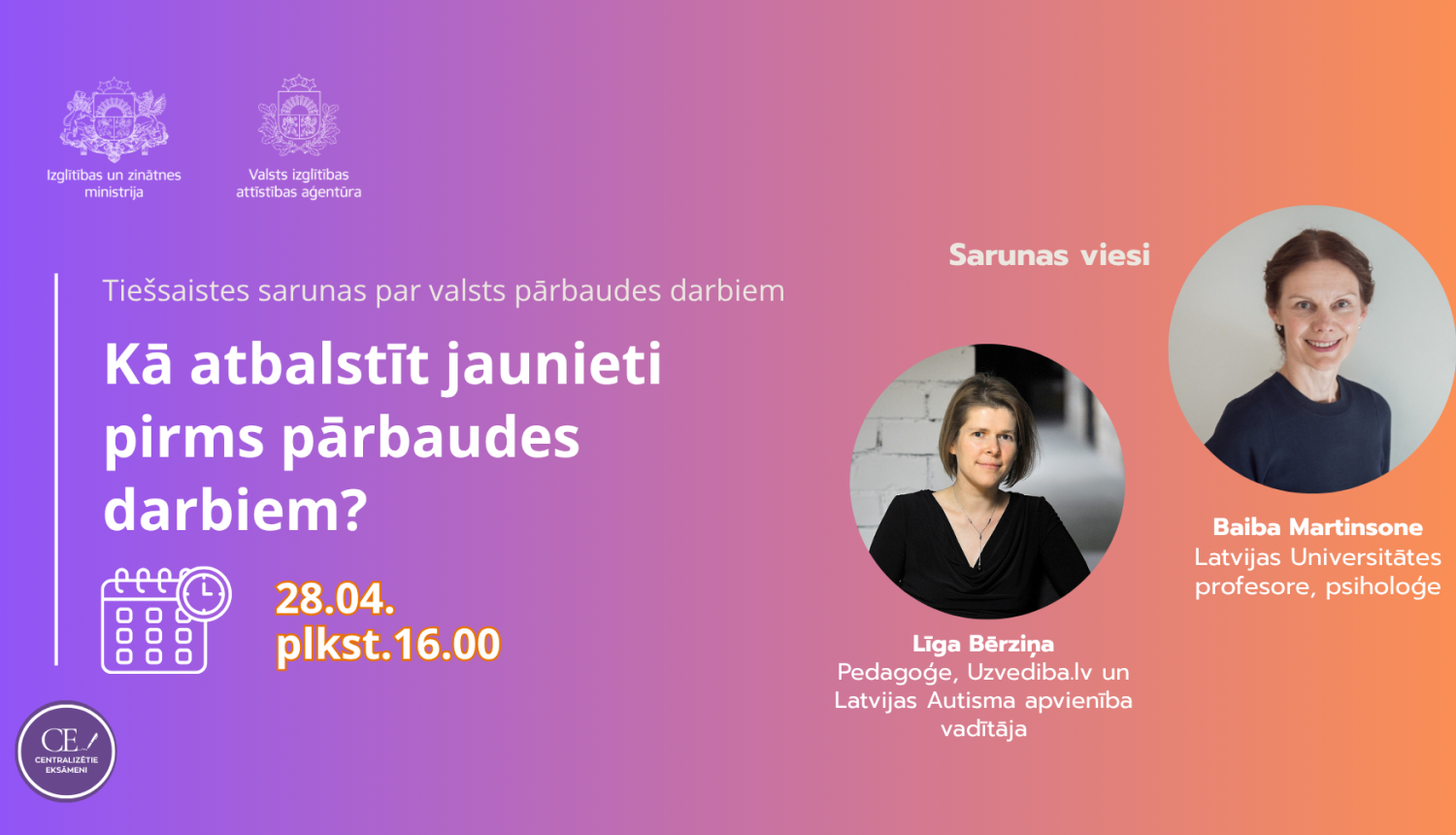 tiešsaistes saruna kā atbalstīt jaunieti pirms valsts pārbaudes darbiem?