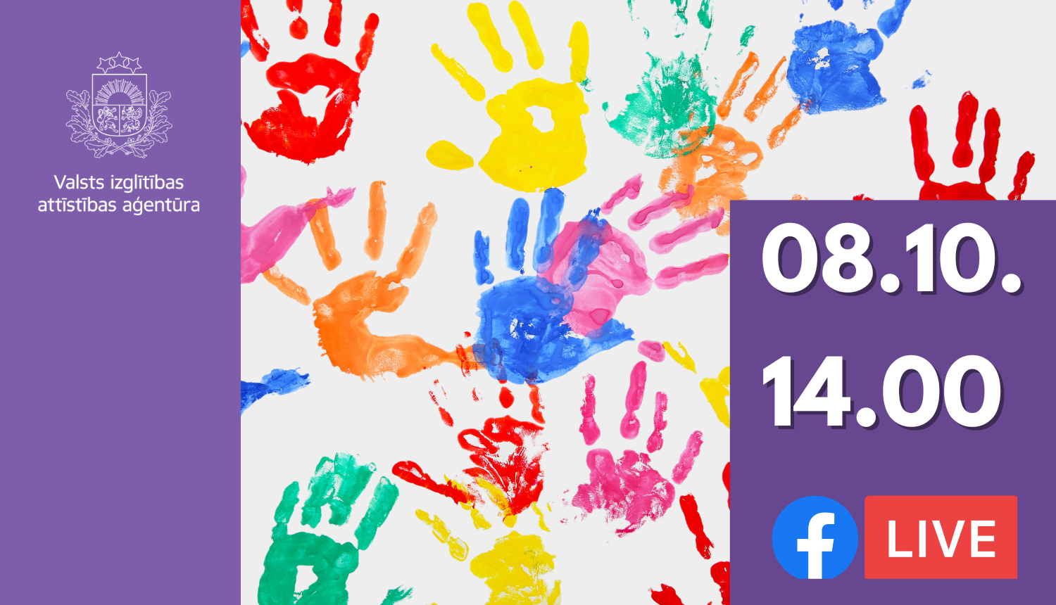 Valsts izglītības attīstības aģentūras logo, 08.10.14.00 Facebook live