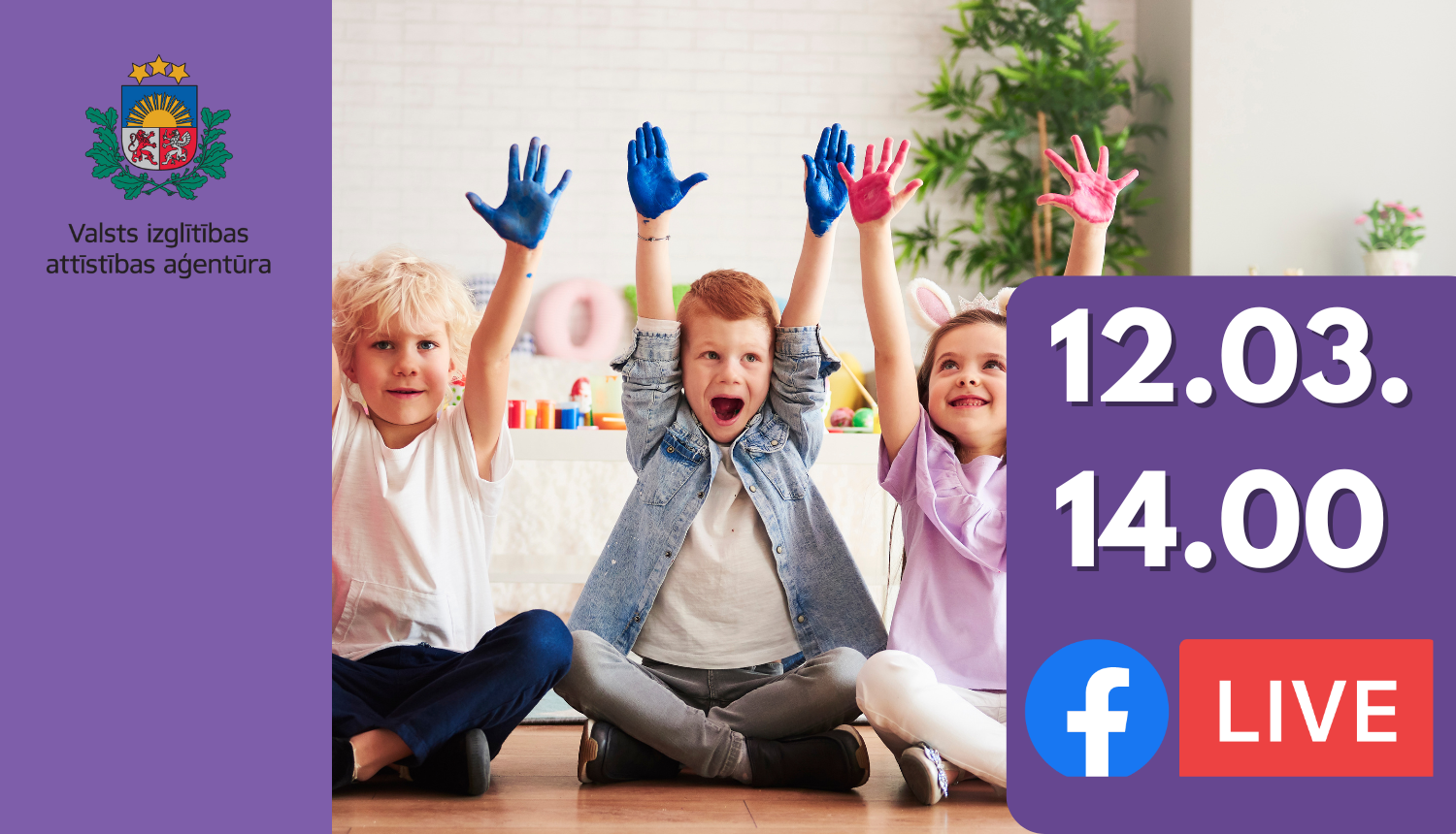 Bērni priecājas pacēluši rokas