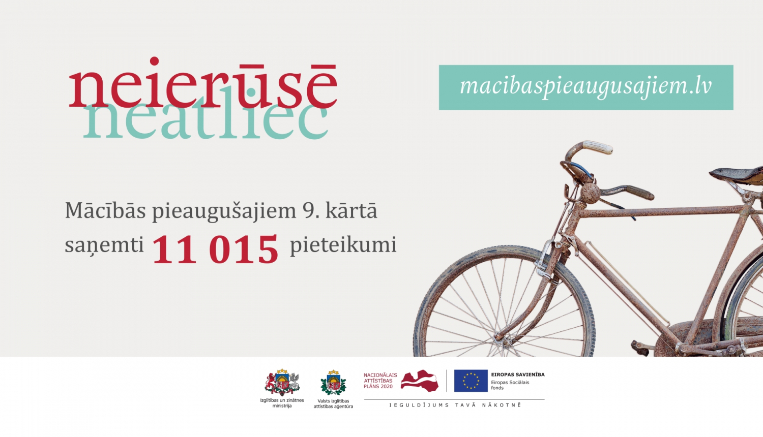 Mācībās pieaugušajiem 9. kārtā pieteicās 11 015 