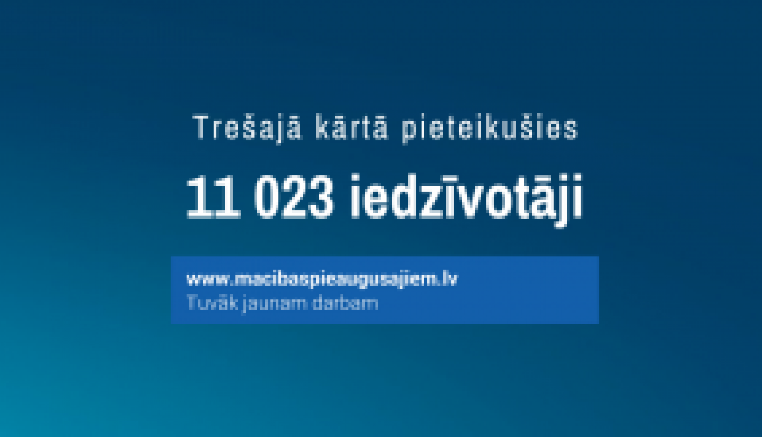 Mācībām pieaugušajiem trešajā kārtā pieteikušies 11 000 iedzīvotāju