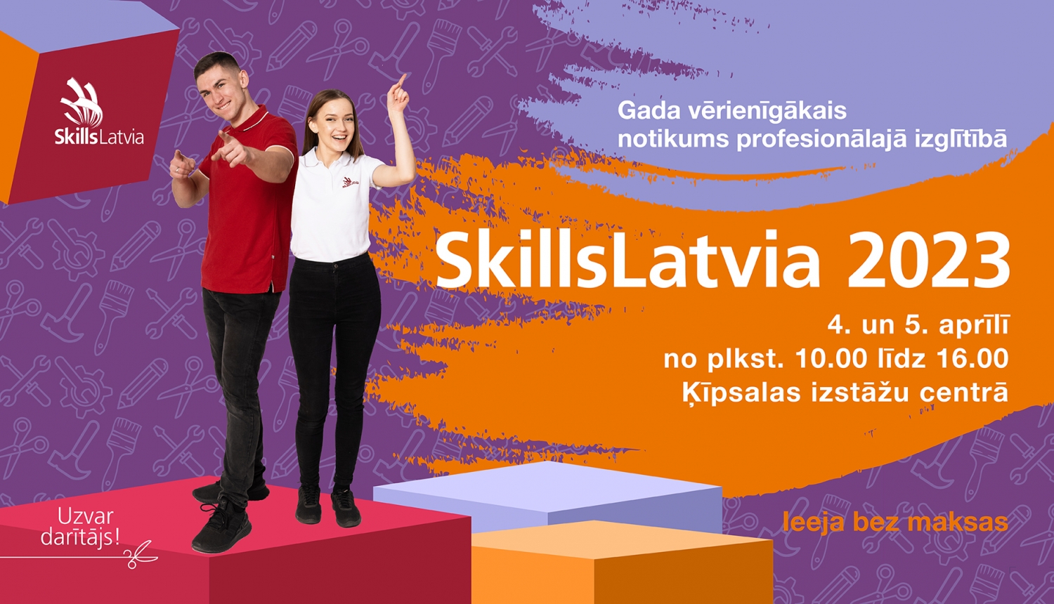konkursa SkillsLatvia 2023 vizuālais plakāts